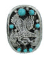 Turquoise Authentic Sterling Silver Eagle Jewelry Ring Size 7 RX85625